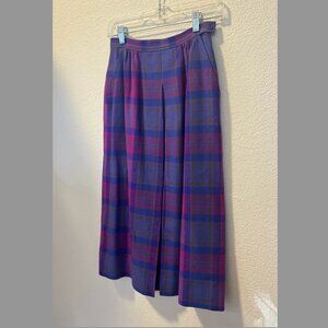 Vintage Pendleton Purple & Pink Plaid Wool Mid-Length Skirt